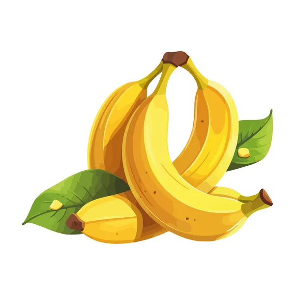 Saftige Reife Bananen Essen Symbol Isoliert — Stockvektor