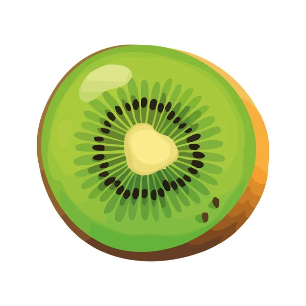 Saftige Kiwi Scheibe Symbol Für Gesunde Ernährung — Stockvektor