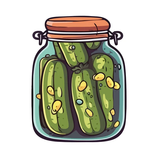 Pickled Gherkins Marinated Vinegar Icon Isolated — Stock Vector