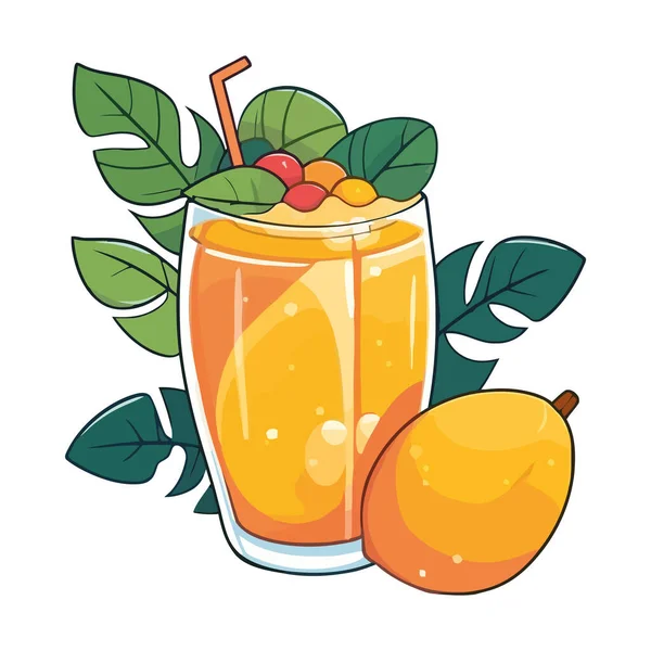 玻璃罐图标中的新鲜水果鸡尾酒被隔离 — 图库矢量图片