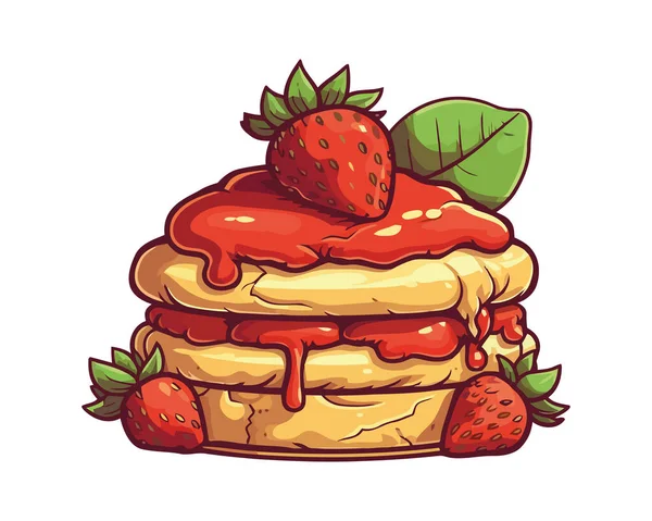 Fresh Berry Dessert Pancakes Icon Isolated — Stock Vector
