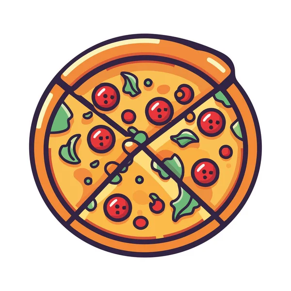 Pizza Unhealthy Fast Food Icon Isolated — Stock Vector