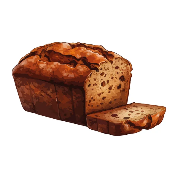 Pão Rústico Cozido Hora Com Ícone Farinha Orgânica Isolado — Vetor de Stock