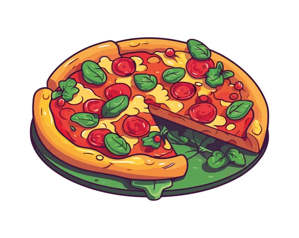 Pizza Fresca Ícone Fast Food Isolado —  Vetores de Stock