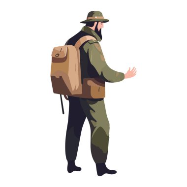 Beyaz üzerinde dağ yürüyüşü yapan sırt çantalı.