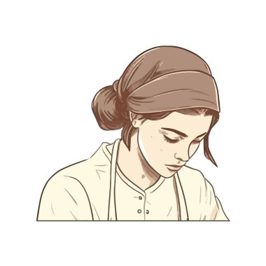 Beyazın üstünde genç bir kadın.