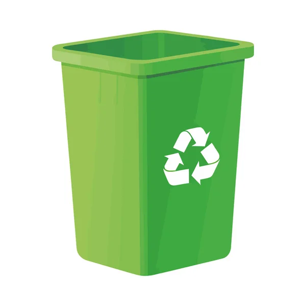 Recyclage Sur Bac Vert Sur Blanc — Image vectorielle