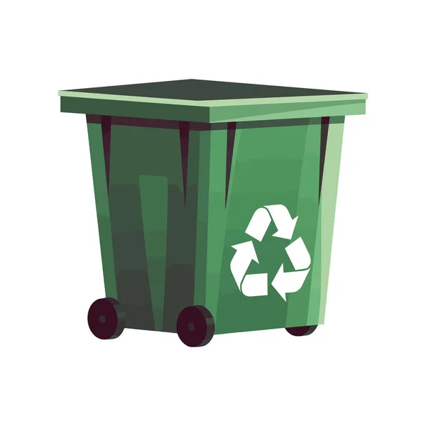 在绿色的垃圾桶上循环再用 以便在白色的垃圾桶上保持环保 — 图库矢量图片