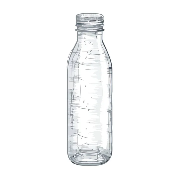 Transparante Fles Houdt Gezuiverd Drinkwater Boven Wit — Stockvector