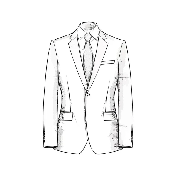 Tek Renkli Takım Elbise Beyaz Kravat — Stok Vektör