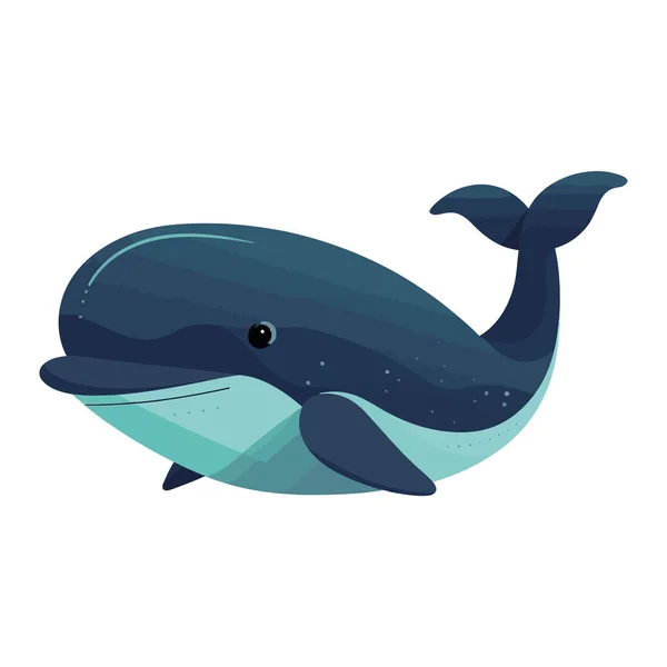 Veselá Vodní Velryba Plave Přes Bílou — Stockový vektor