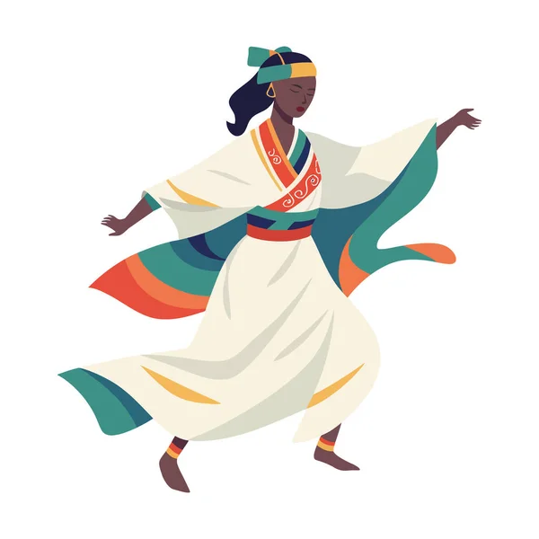 Mujer Afroamericana Bailando Sobre Blanco — Archivo Imágenes Vectoriales