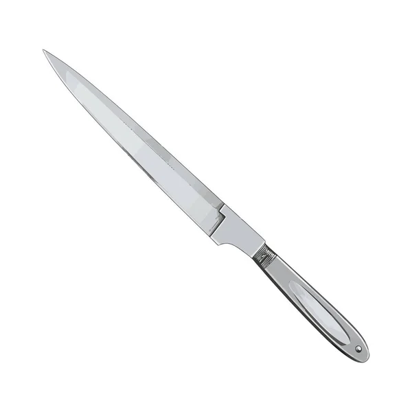 Ostre Metalowy Nóż Kuchenny Nad Białym — Wektor stockowy
