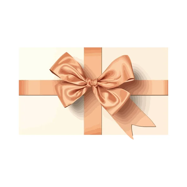 Romantic Birthday Gift Wrapped Gold Satin White — Stock Vector
