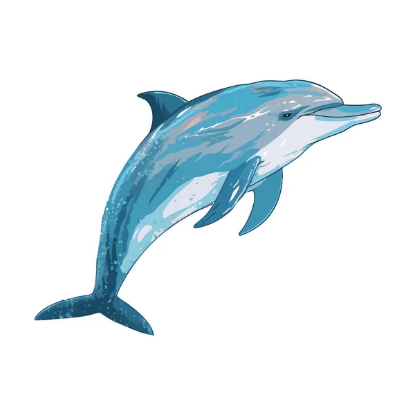 Lindo Delfín Saltando Sobre Blanco — Archivo Imágenes Vectoriales