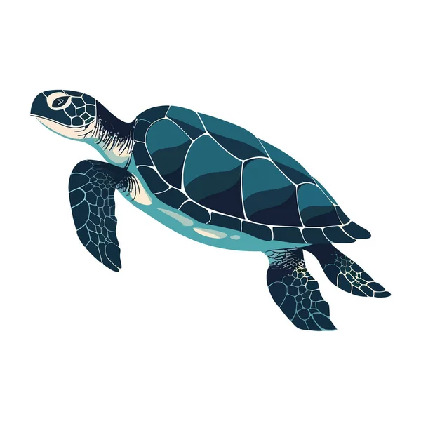 Медленно Плавающая Морская Черепаха Тропических Водах Над Белыми — стоковый вектор