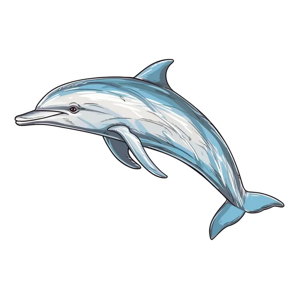 Lindo Delfín Saltando Sobre Blanco — Archivo Imágenes Vectoriales
