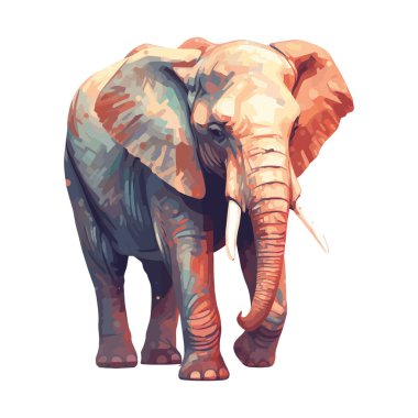 Beyaz yerine sevimli fil çizimi