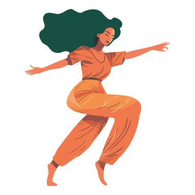 Genç yetişkin dansçı beyazlar üzerinde kutlama yapar