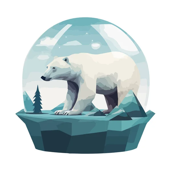 Söt Isbjörn Över Vitt — Stock vektor