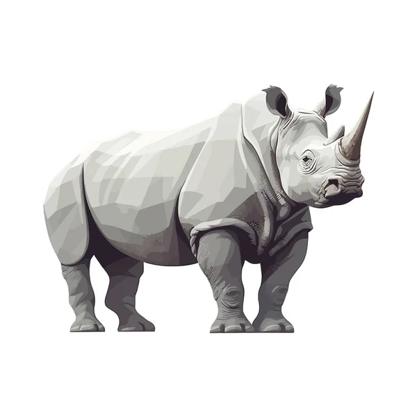 Rinoceronte Gordo Pie Sobre Blanco — Vector de stock