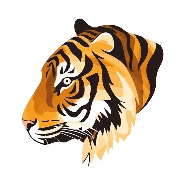 Aggressiver Bengalischer Tiger Über Weißem — Stockvektor