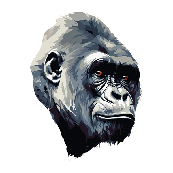 Gorillagesicht Illustration Über Weiß — Stockvektor