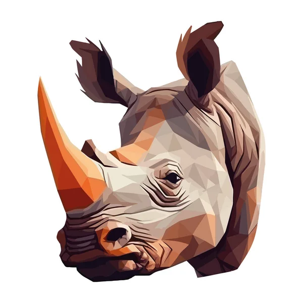 Linda Cara Rinoceronte Sobre Blanco — Vector de stock
