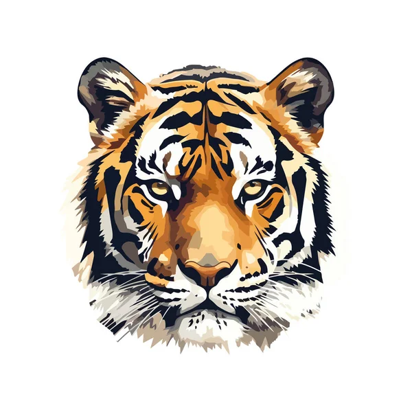 Величественный Бенгальский Тигр Над Белым — стоковый вектор