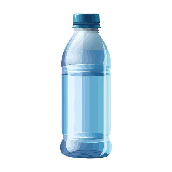 Refreshing purified water in plastic bottle over white