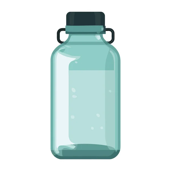 Transparente Glasflasche Mit Erfrischender Flüssigkeit Über Weiß — Stockvektor
