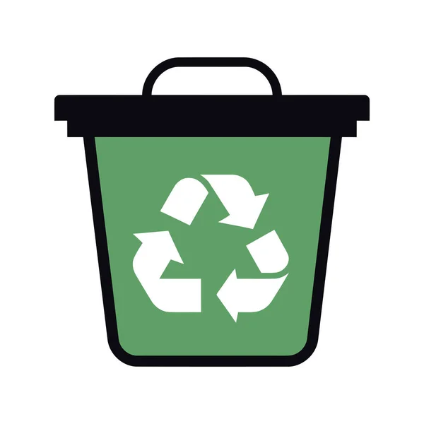 Recyclage Sur Bac Vert Pour Environnement Sur Blanc — Image vectorielle