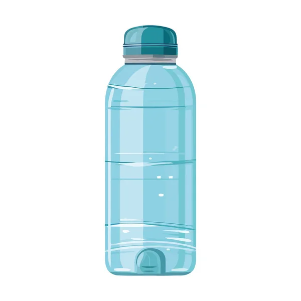 Синяя Пластиковая Бутылка Крышкой Удерживает Жидкость Над Белым — стоковый вектор