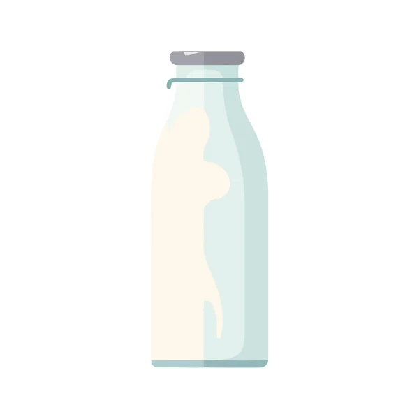 Fles Verse Melk Boven Wit — Stockvector
