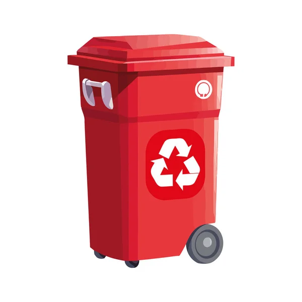 Rode Recycling Vuilnisbak Boven Wit — Stockvector