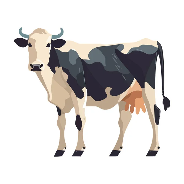 Bonito Vaca Fazenda Sobre Branco — Vetor de Stock