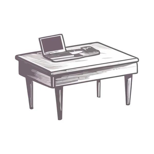 Moderní Kancelářský Stůl Počítačem Přes Bílou — Stockový vektor