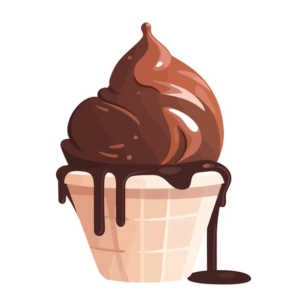 巧克力冰淇淋蛋筒盖在白色的上面 — 图库矢量图片
