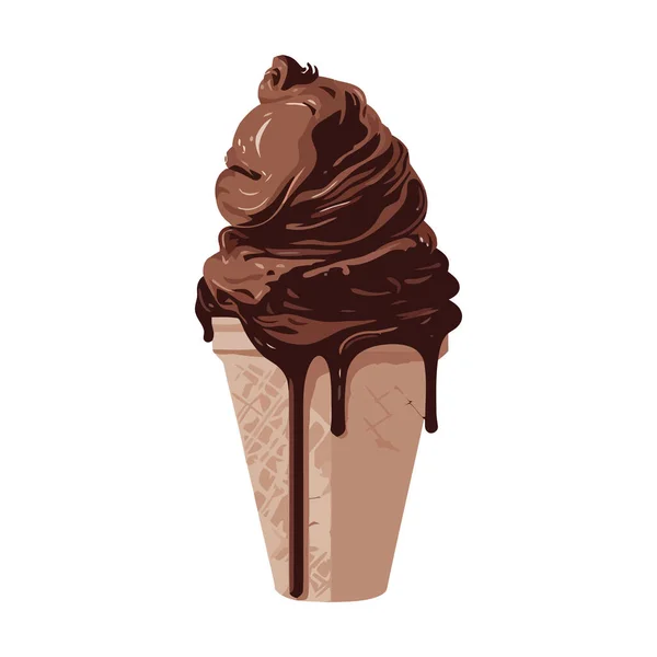 Conception Crème Glacée Chocolat Sur Blanc — Image vectorielle
