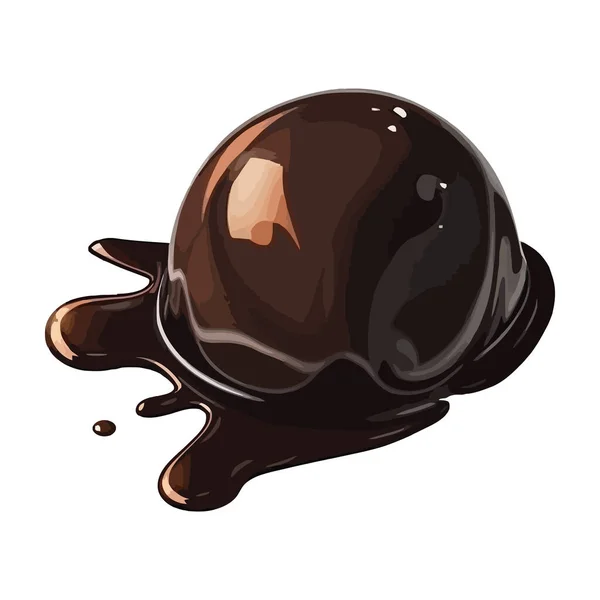 Bola Chocolate Brilhante Sobre Branco — Vetor de Stock