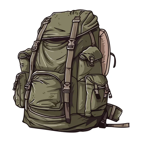 Cute Backpack Hiking White — Stock Vector