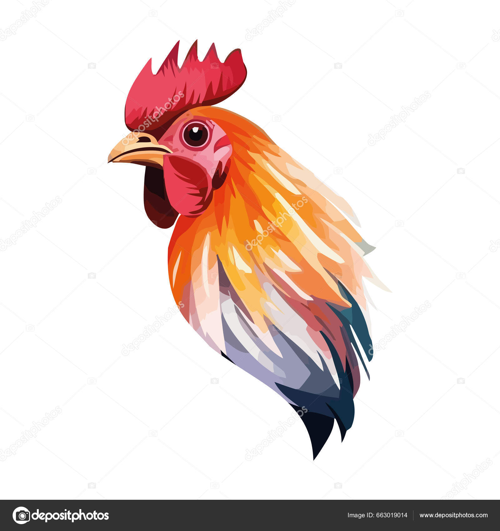 Crowing Rooster Design White Stock Vector by ©yupiramos 663019014