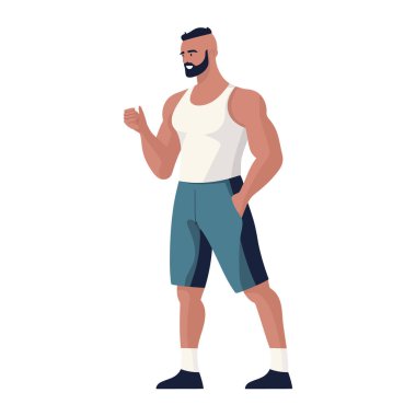 Beyazın üzerinde duran maço atlet