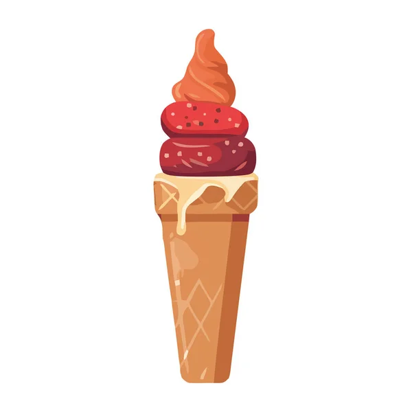 Sweet Ice Cream Cones White — Stock Vector