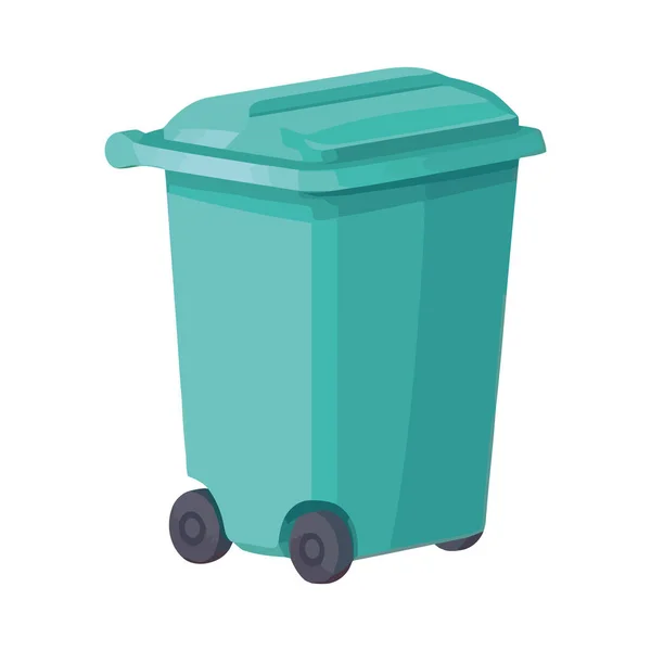 在蓝色垃圾桶上循环再用塑料覆盖白色 — 图库矢量图片