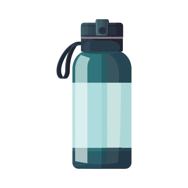 Botella Plástico Transparente Con Etiqueta Azul Sobre Blanco — Vector de stock