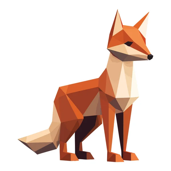 可爱的红狐狸 坐在白色的上面 呈几何形状 — 图库矢量图片