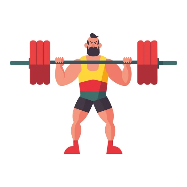 Muscular Athlete Holding Weights White — Stock Vector