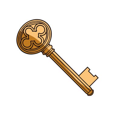 Beyaz yerine antika altın anahtar.