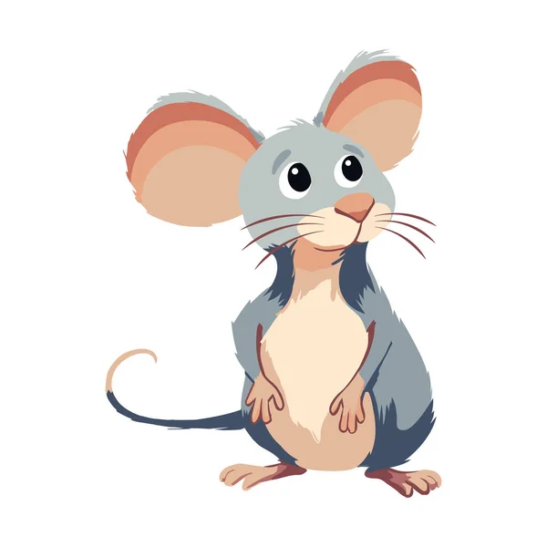 Small Mouse Sitting White — Stock Vector